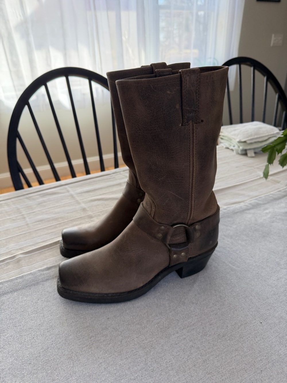 Frye Brown Leather Harness Boots Size 9 Women